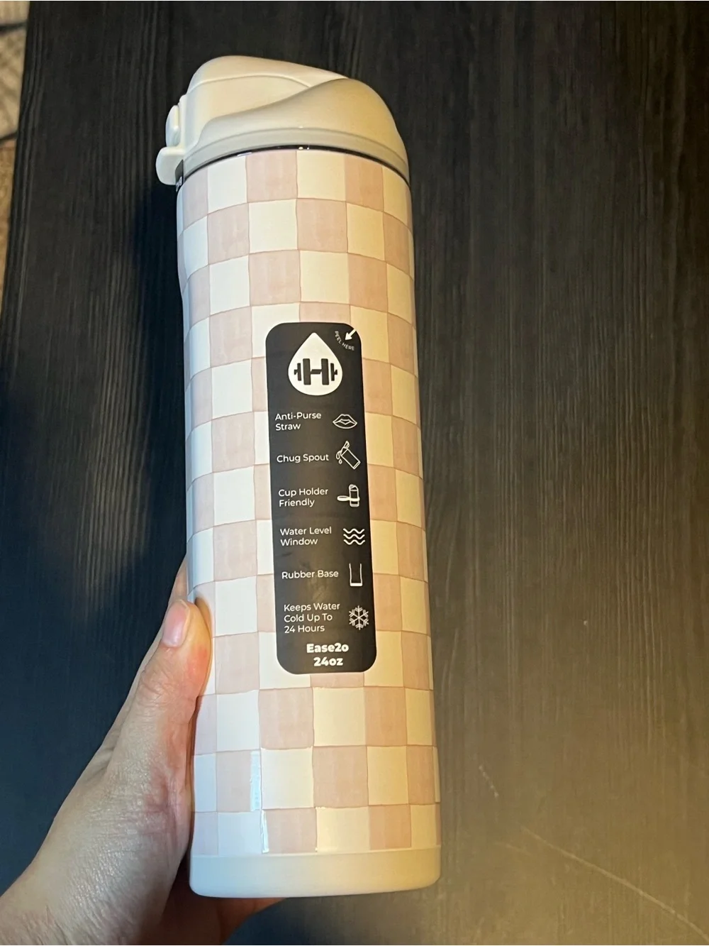 HydroJug SANDSTONE Tan Watercolor Checkers LIMITED EDITION Ease2o 24oz Tumbler